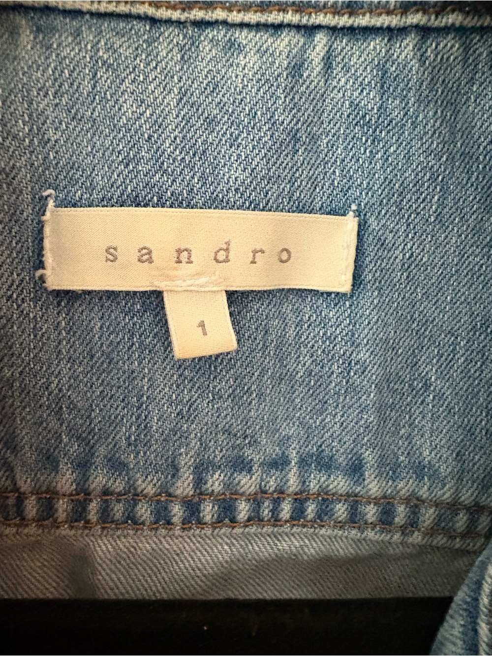 Sandro Light Blue distressed crop Denim Jacket XS - Picture 2 of 8